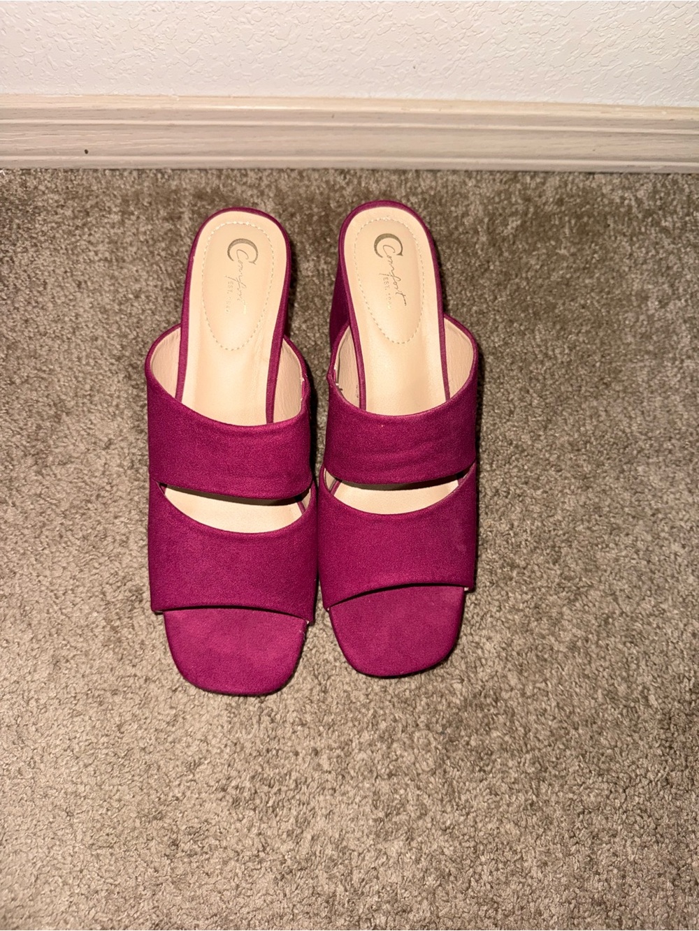 Comfortiva Women's Magenta Double-Band Slide Mules